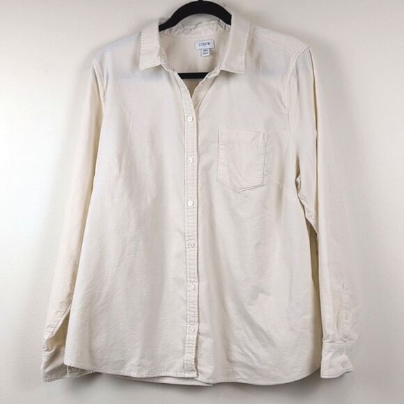 J. Crew Cream Corduroy Long Sleeve Button Front Shirt Top Size XXL - Picture 10 of 10